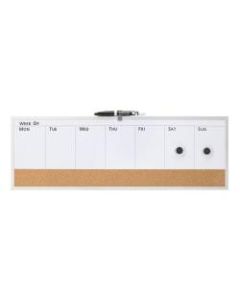Realspace Magnetic Dry-Erase Whiteboard/Cork Weekly Calendar Board, 7 1/2in x 23in, Silver Plastic Frame
