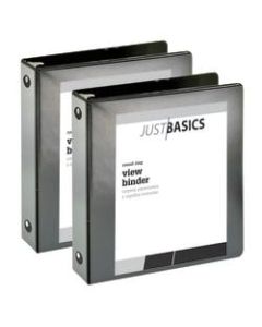Just Basics Economy View 3-Ring Binder, 2in Round Rings, 61% Recycled, Black, Pack Of 2