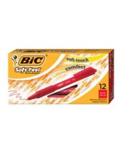 BIC Soft Feel Retractable Ballpoint Pens, Medium Point, 1.0 mm, Red Barrel, Red Ink, Box Of 12 Pens