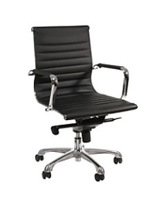 Lorell Modern Bonded Leather Mid-Back Chair, Black