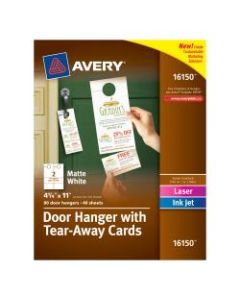 Avery Door Hangers With Tear-Away Cards, 2 Cards Per Sheet, Pack Of 40 Hangers