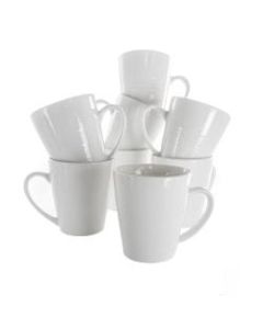 Elama Amie 8-Piece Porcelain Mug Set, 12 Oz, White