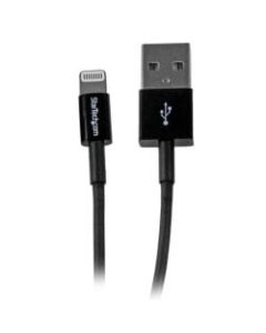 StarTech.com 1m (3ft) Black Apple 8-pin Slim Lightning Connector to USB Cable for iPhone / iPod / iPad - 3 ft Lightning/USB Data Transfer Cable for iPod, iPhone, iPad - First End: 1 x Type A Male USB - Second End: 1 x Lightning Male Proprietary Connector