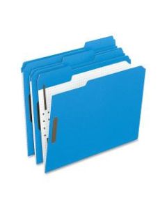 Oxford 1/3-Cut Color Fasteners Folders, Letter Size, Blue, Box Of 50