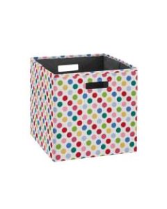 Linon Emmet Storage Bins, 13inH x 13inW x 13inD, Polka Dot, Set Of 2 Bins