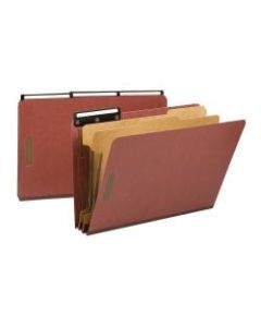 Smead 1/3-Cut Metal Tab Classification Folders, Legal Size, 2in Expansion, 60% Recycled, Red, Box Of 10