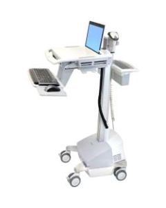 Ergotron StyleView EMR Laptop Cart, SLA Powered - 18 lb Capacity - 4 Casters - Zinc Plated Steel, Plastic, Aluminum - 18.3in Width x 50.5in Height - Gray, White, Polished Aluminum