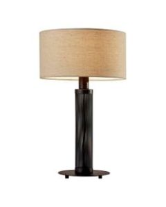 Adesso Benjamin Table Lamp, 24-3/4inH, Beige Shade/Black Base