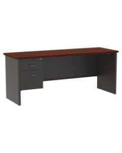 WorkPro Modular 72inW x 24inD Left Pedestal Desk, Charcoal/Mahogany
