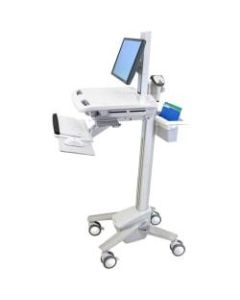 Ergotron StyleView EMR Cart with LCD Pivot - 35 lb Capacity - 4 Casters - Aluminum, Plastic, Zinc Plated Steel - 18.3in Width x 50.5in Height - White, Gray, Polished Aluminum