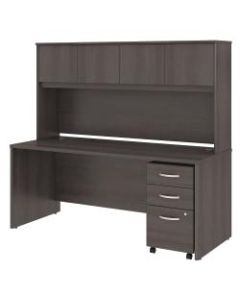 Bush Business Furniture Studio C Office Desk with Hutch and Mobile File Cabinet, 72inW x 30inD, Storm Gray, Standard Delivery