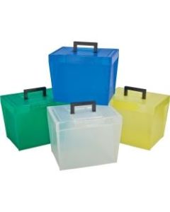 Pendaflex File Box with Handles - External Dimensions: 13.5in Width x 10.3in Depth x 10.9inHeight - Media Size Supported: Letter - Latching Closure - Plastic - Clear, Yellow, Green, Blue - For Document - 1 Each