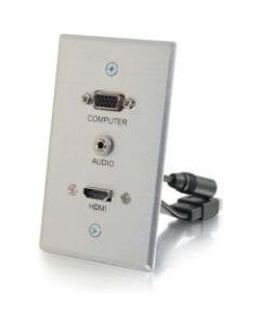 C2G HDMI & VGA 3.5mm Pass Through Wall Plate - Single Gang - 1-gang - Aluminum - Aluminum - 1 x HDMI Port(s) - 1 x Mini-phone Port(s) - 1 x VGA Port(s)