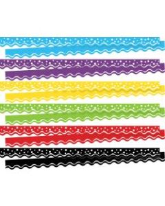 Barker Creek Double-Sided Scalloped-Edge Border Strips, 2 1/4in x 36in, Happy, 13 Strips Per Pack, Set Of 6 Packs