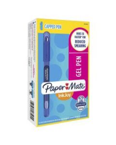 Paper Mate Inkjoy Gel 600ST Stick Pens, Medium Point, 0.7 mm, Blue Barrel, Blue Ink, Pack Of 12