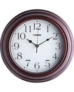 Lorell 11-3/4in Antique Design Wall Clock - Digital - Quartz - Brown/Plastic Case - Antique Style