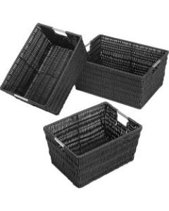 Whitmor Set of 3 Rattique Baskets, Java - External Dimensions: 14.8in Length x 11.5in Width x 6.5in Height - Black - For Toy, Clothes, Linen, Bathroom Essential, School Supplies, Magazine, CD, Storage, DVD, Book - 3 / Set