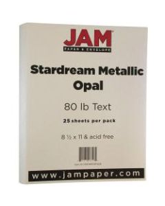 JAM Paper Printer Paper, Letter Size (8 1/2in x 11in), 80 Lb, Opal Ivory Stardream, Ream Of 25 Sheets