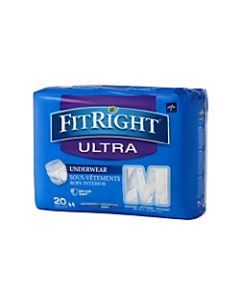 FitRight Ultra Protective Underwear, Medium, 28 - 40in, White, Case Of 20