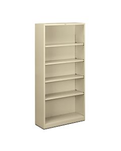 HON Brigade Steel Bookcase, 5 Shelves, Putty