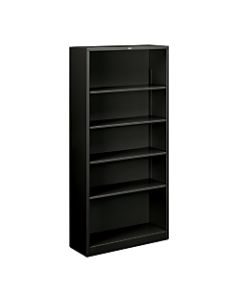 HON Brigade Steel Bookcase, 5 Shelves, Black