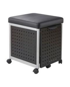 Scoot 18inD Vertical 1-Drawer Mobile File Cabinet With Cushioned Seat, Metal, Black