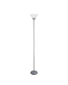 Simple Designs Light Stick Torchiere Floor Lamp, 71 1/4inH, Clear Shade/Silver Base