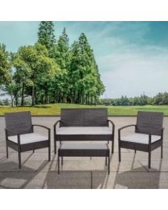 Flash Furniture Aransas Series 4-Piece Steel Patio Set, Black
