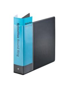 Cardinal SpineVue Locking 3-Ring Binder, 2in Round Rings, Black
