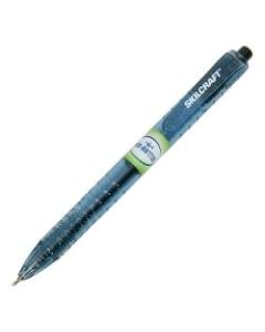 SKILCRAFT Black Ink Retractable Ballpoint Pens - Medium Pen Point - Retractable - Black - Transparent Blue Barrel - 12 / Dozen