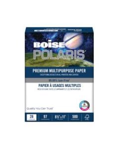 Boise POLARIS Premium Multi-Use Paper, Letter Size (8 1/2in x 11in), 28 Lb, FSC Certified, Ream Of 500 Sheets