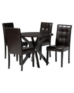 Baxton Studio Marie Dining Set, 29-15/16inH x 35-7/16inW x 35-7/16inD, Dark Brown/Espresso Brown