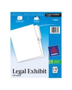 Avery20% Recycled Avery-Style Premium Collated Legal Index Exhibit Dividers, Side-Tab, 1-10 + TOC, 8 1/2in x 11in