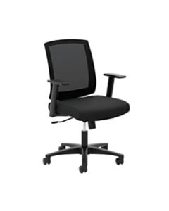 HON Torch Task Chairs, Mesh Back, Fixed Arms, Black Seat, Fabric