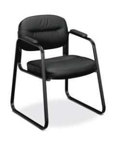 HON SofThread Bonded Leather Guest Chair, Black