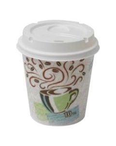 Dixie PerfecTouch Hot Cups And Lids, 10 Oz., White, Pack Of 50