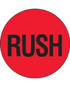 Tape Logic Preprinted Shipping Labels, DL1740, "Rush", 2in Circle, Red/Black, Roll Of 500