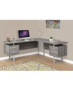 Monarch Specialties L-Shaped Corner Computer Desk With 2 Drawers, Dark Taupe