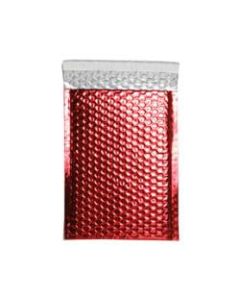 JAM Paper Open-End Metallic Bubble Envelopes, 6 3/8in x 9 1/2in x 1/2in, Red, Pack Of 12