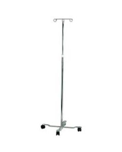 MABIS Adjustable-Height I.V. Pole, 4 Casters, 82in, Silver