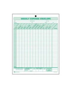 TOPS Weekly Expense Envelopes - Double Sided Sheet - 11in x 8 1/2in Sheet Size - 1 x Holes - White Sheet(s) - Green Print Color - 20 / Pack