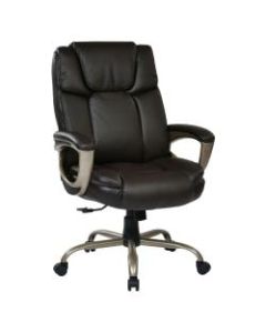 Office Star Work Smart Big And Tall Bonded Leather High-Back Chair, Espresso/Cocoa
