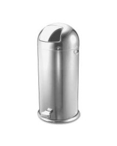 Genuine Joe Classic Round-Top Receptacle, 12 Gallons, Silver