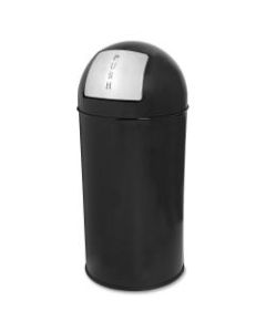 Genuine Joe Classic Round-Top Receptacle, 12 Gallons, Black