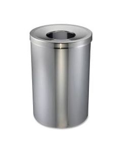 Genuine Joe Round Stainless-Steel Trash Receptacle, 30 Gallons, 27-3/4in x 18-3/4in, Silver