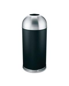Genuine Joe 15-Gallon Dome-Top Trash Receptacle, Black/Silver