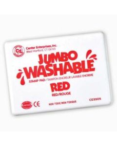 Center Enterprise Jumbo Washable Unscented Stamp Pads, 6 1/4in x 4in, Red, Pack Of 2