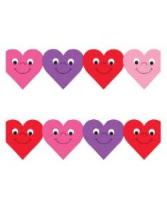 Hygloss Happy Hearts Design Border Strips - 12 (Happy Hearts) Shape - Damage Resistant, Durable, Long Lasting - 36in Height x 3in Width - Assorted - 12 / Pack