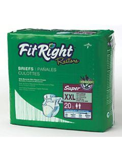FitRight Restore Briefs, XX-Large, Green, 20 Briefs Per Bag, Case Of 4 Bags