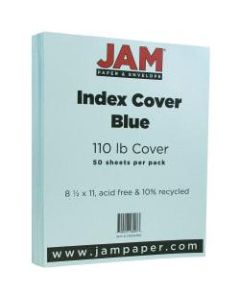 JAM Paper Cover Card Stock, 8 1/2in x 11in, 110 Lb, Vellum Bristol Blue, Pack Of 50 Sheets